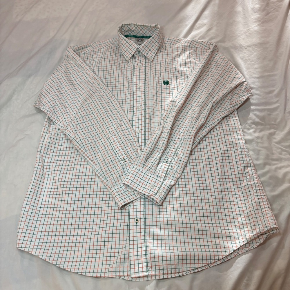 Lot of 3 Cinch Long Sleeve Western Button Down Shirts Blue Plaid Turquoise Sz M - Picture 4 of 8
